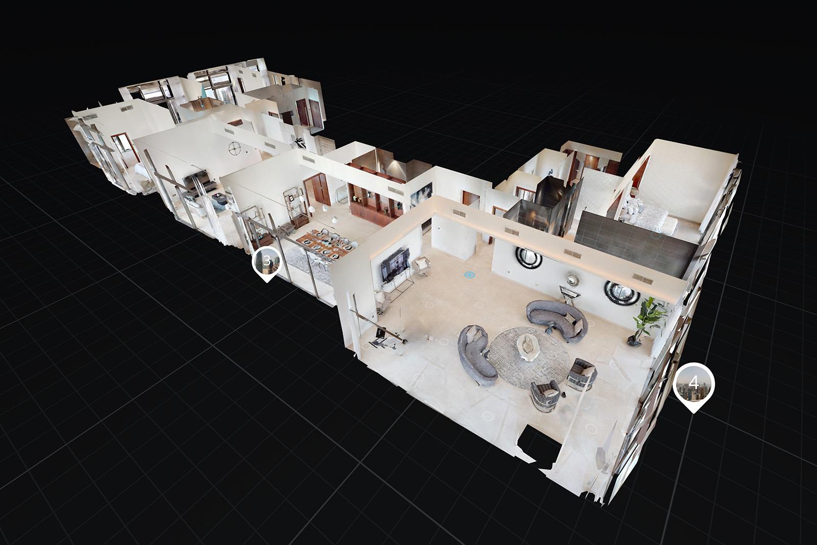Full villa top view 3D LiDAR scan by Elbetron