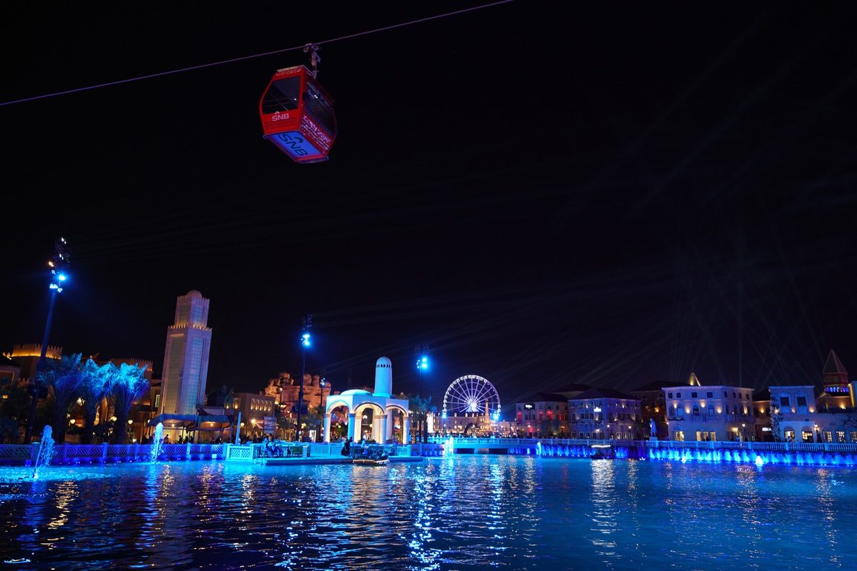 Boulevard Riyadh City at night, the entertainment district that hosted the Esports World Cup in 2024 and 2025.